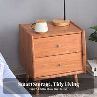 Nordic Design Nightstand with Rattan Drawer Minimalist Aesthetic Rattan Drawer Bedside Cabinet Japanese aesthetic End Table sturdy Wood Legs for Apartment Dwellers, Homeowners, Students, Bedroom, Small Spaces, Dorm Room, Home Office