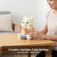 Unopenable Design Flocked Rabbit Piggy Bank Cultivates Saving Habits Bunny Coin Bank Decorative Ornament for Children, Bedroom, Nursery