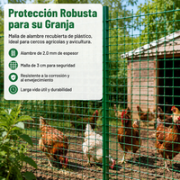 Welded Metal Mesh, Plastic-Coated Steel Wire Roll, 18m x 3cm, for Fences and Gardens