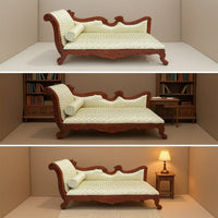 Miniature Chaise Longue 1:12 Scale Chaise Longue Vintage Style Dollhouse Daybed for Hobbyists