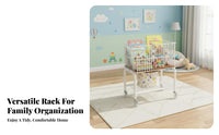 Mobile Storage Trolley Large Capacity 2-Tier Rolling Cart 2 Tier Laundry Cart Lockable Casters Metal Clothes Hamper Wheels