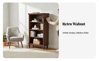 Retro aesthetic unrestrictedstanding Shelving Unit sturdy Construction Openrear interchangeable Shelf Easy Assembly shelving unit for Book Lovers, Design admirers, Apartment Dwellers, Living Room, Study, Home Office, Bedroom