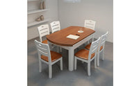 Space Saving Solid Wood Dining Set Convertible Round Dining Table for Living Room