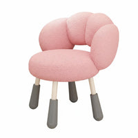 Height Adjustable Puff-Shaped Swivel Stool Ergonomic Backrest Upholstered Armless Chair Soft Upholstery Home Furniture Thickly Padded Seat for Students, Women, Adults, Dorm Room, Bedroom, Vanity Area