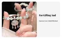 Longevity Lock Bracelet Good Luck Amulet Half Bangle Half Chain Bracelet