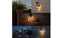 Dusk-to-Dawn Solar Wall Light IP65 Solar Sconce Waterproof Lighting Cordless for Courtyard