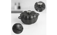 Pumpkin Roaster Cast Iron Roasting Pan with Lid Rustic Covered Roaster Pan for Oven, Kitchen