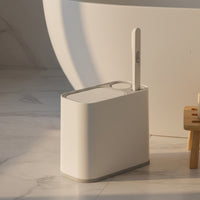 Small Slim Bathroom Trash Can Disposable Trash Can with Toilet Brush and Holder Replaceable Bathroom Wastebasket with Toilet Brush Concealed for Washroom
