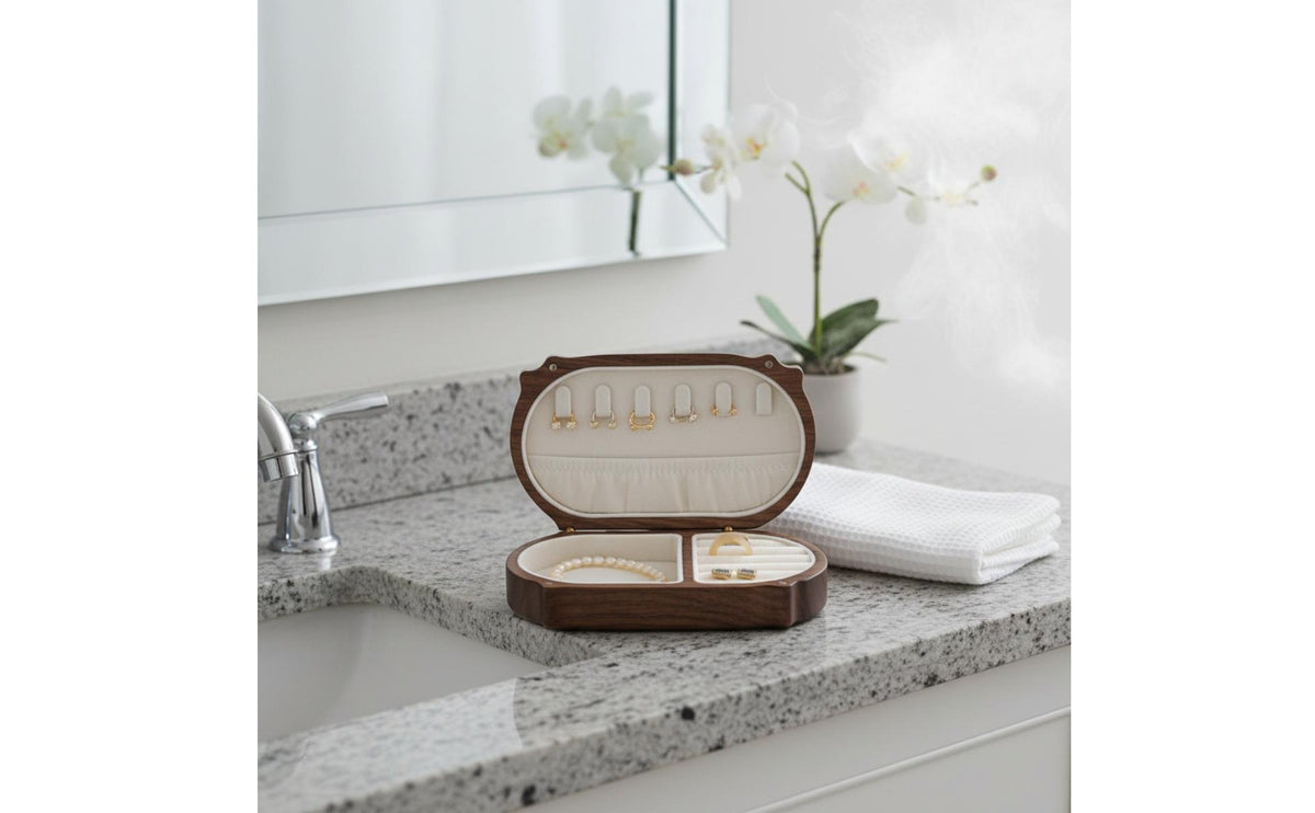 Solid Wood Wooden Jewelry Box Desktop Storage Portable Jewelry Case Cute Design Wooden Trinket Box Decorative