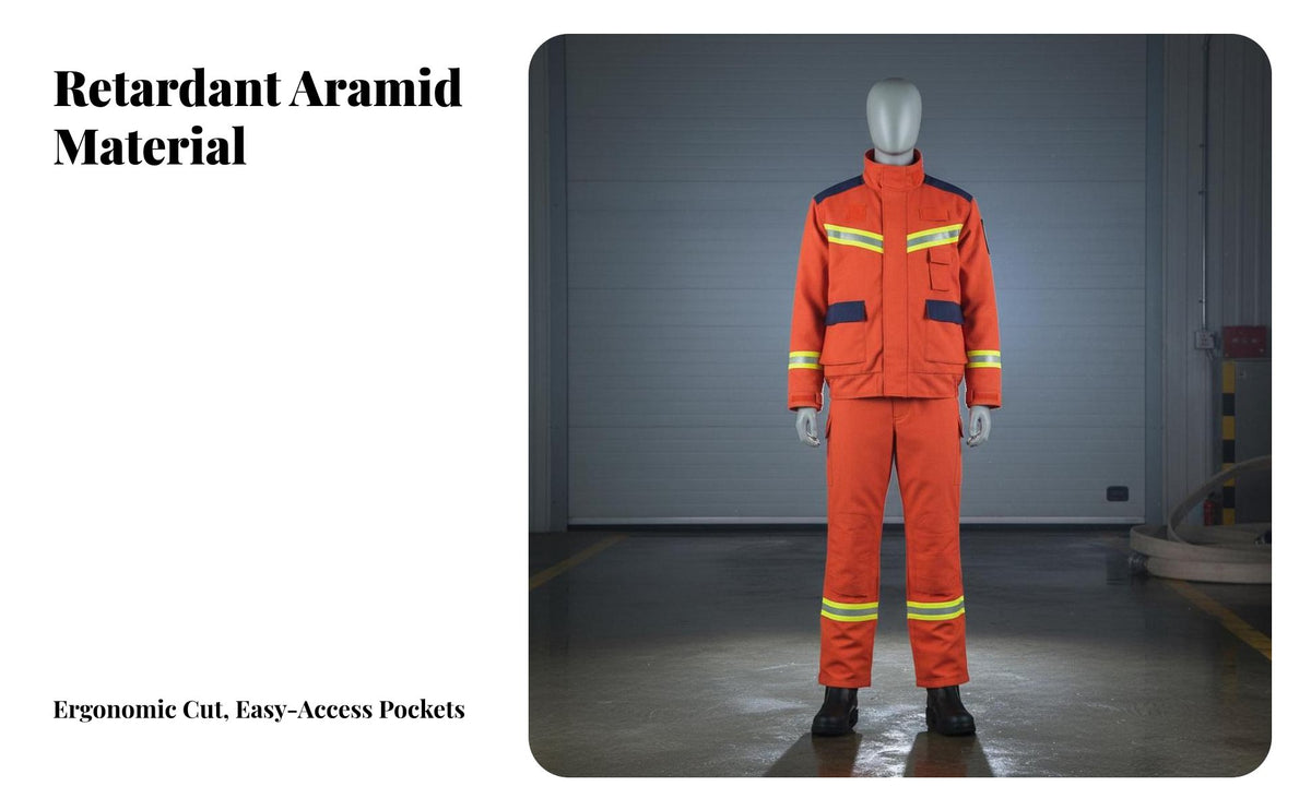 Wear-Resistant Retardant Firefighter Uniform 360° Visibility Winter Rescue Suit Reinforced Panels Aramid Heat Insulation Suit Breathable for Emergency Responders, Firefighters, Firefighting Sites