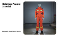 Wear-Resistant Retardant Firefighter Uniform 360° Visibility Winter Rescue Suit Reinforced Panels Aramid Heat Insulation Suit Breathable for Emergency Responders, Firefighters, Firefighting Sites