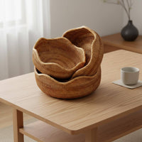 Natural Material Woven Rattan Basket Eco-Friendly Household Storage for Desktop