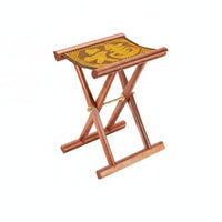 Silver Inlay Feature S Traditional Maza Stool Space Saving Cross-Frame Foldable Stool Long-Lasting Portable Furniture Heavy Duty for Collectors, Outdoor Enthusiasts, Home Entryway, Camping, Balcony, Outdoors