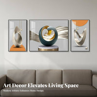 3 Pieces Crystal Porcelain Painting Light Elegant Design 3 Piece Wall Art Ready to Hang Abstract Landscape Painting for Homeowners, Living Room