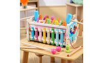 Toddler-Friendly Wooden Pounding Toy with Pegs Developmental Pounding Toy with Mallet Colorful Wooden Activity Box Educational for Toddlers, Playroom, Preschool