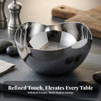 Silver Finish Stainless Steel Sauce Bowl Smooth Surface Wavy Rim Bowl Reflective Stainless Steel Sauce Dish Shallow for Dips, Seasonings, Snacks