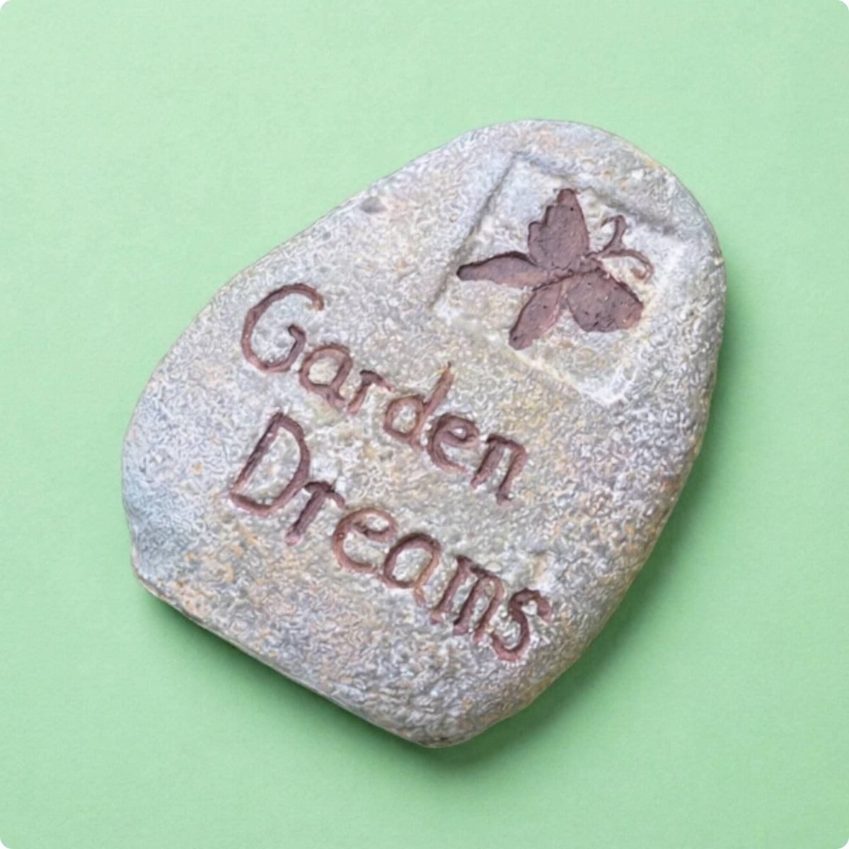 Embossed Butterfly Upright Oval Rock Ornament Raised Lettering Standing Stone Ornament Textured Faux Stone Garden Decor for Nursery-Style Arrangements
