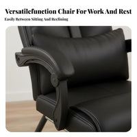 Adjustable Recline Padded Armchair Comfortable Padding Sled Base Recliner with Footrest Ergonomic Design Office Chair High Load Capacity for Home Workers, Executives, Homeowners, Study Room, Lounge, Reception Area