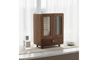 Velvet Lining Walnut Jewelry Box Built-in Mirror Multi-Layer Jewelry Box Closure