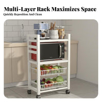 Kitchen Storage Cart with Wheels Space-Saving Design Rolling Kitchen Storage Rack Large Capacity Microwave Stand with Baskets for Balcony, Dining Room