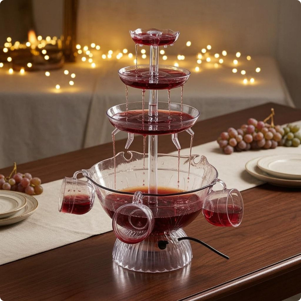 Cascading Wine Fountain 3-Tier Design Tiered Wine Fountain Transparent Party Accessory Clear