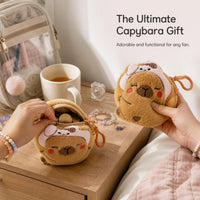 Cute Capybara Plush Coin Purse with Headphone Storage and Keychain, Ideal Gift