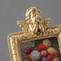 Valentines Picture Frame for Couples, Embossed Resin Photo Desktop Stand, Ornate Decorative Tabletop 7.7 x 7.7 cm Inner Opening