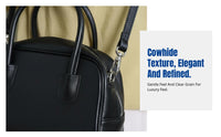 Genuine Leather Bowling Bag, Women's Pillow Bag, Minimalist Shoulder Crossbody, Soft Tanned Cowhide