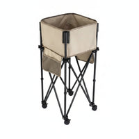 Portable Foldable Storage Rack Metal Frame Textile Storage Bin Open Top Bin Shelf Organizer Cylindrical for Outdoor