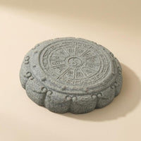 Faux Bluestone Decorative Drum Ornament Raised Relief Miniature Landscape Ornament Engraved Pattern Home Decor Resin for Garden