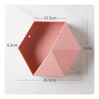 Faceted Hexagonal Wall Shelf Deep Cavity Hexagon Wall Shelf Matte Finish