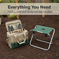 Foldable Outdoor Storage Stool with Detachable Canvas Bag for Fishing & Gardening Tools