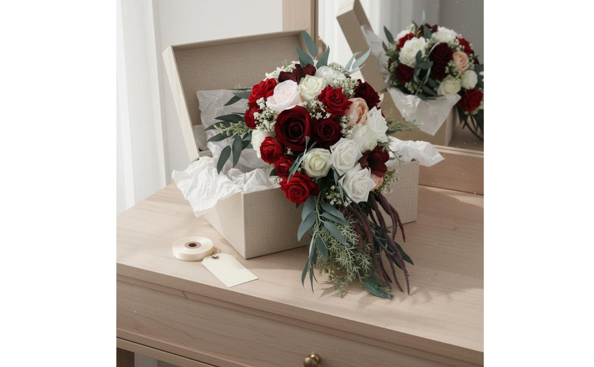 Lifelike Appearance Teardrop Flower Arrangement Elegant Design Artificial Bridal Flower Arrangement Long-Lasting Keepsake for Brides