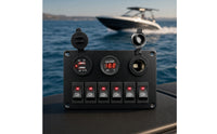 LED 6 Gang Switch Panel 12V Switch Panel with USB Charger Waterproof Pre-Wired for Boaters, RV Owners, DIYers, RVs, Trucks