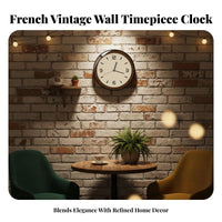 Retro Wall Clock Quiet Mechanism Vintage Decor Wall Clock Non-Ticking Retro Design Timepiece for Living Room, Bedroom, Office