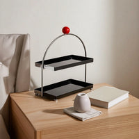 Countertop Rack with Trays 2-Tier Metal-Tier Storage Rack Space-Saving Countertop Shelf Organizer for Vanity, Dresser