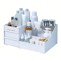 Large Capacity Compartmentalized Cosmetic Box with Drawers Drawer Design Vanity holder Multi-Compartment Makeup Holder Space-Saving for Students, cosmetic lovers, Gift Givers, Dressing Table, Dorm Room, bureau Top, Bathroom Countertop