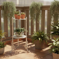 Two-Tier Plant Stand Vintage-Style Metal Botanical Holder Stand Indoor Pot Holder Rack for Patio