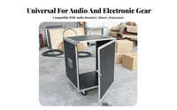 Locking Casters Rolling 19-Inch Equipment Mount Reinforced Corners Mobile Sound System Trolley Heavy-Duty Construction Flight Case Secure Butterfly for KTV Operators, Musicians, Event Technicians, Recording Studios, Live Performance, Stage, Events