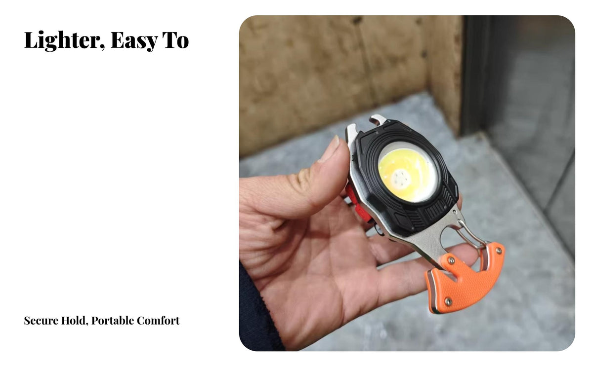 Multifunctional COB Work Light Multi-Functional Re-Energizable Mini Work Light Multitool Keychain Flashlight for Mechanics, Emergencies, Camping