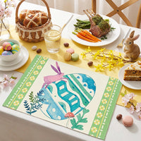 Easter Placemat Decorative Bunny and Egg Kitchen Dining Mat Non-Slip Bunny Table Mat Spring Table Decoration for Indoor Holiday Party Decor