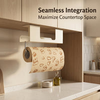 Wall Mounted Hanging Kitchen Organization Rack for Home Cooks, Stainless Steel Under Cabinet Paper Towel Holder