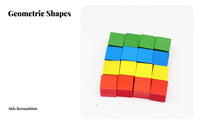 Wooden Geometric Blocks Colorful 3D Geometric Solids Set Smooth and Burr Early Learning Shape Blocks for Children, Preschool, Classroom, Playroom