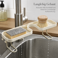 Kitchen Bathroom Faucet Storage Rack Wall-Mounted Organizer Shelf No-Drill