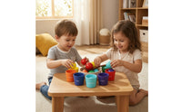 Color Sorting Bowl Set Rainbow Sorting Toy with Cups and Balls Cup and Ball Toy Preschool Wooden for Toddlers, Classroom