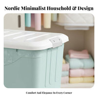 Large Capacity Wheeled Storage Tote adaptable Rolling Box with Lid Stackable Organizing Container debrisresistant for households, Hobbyists, Dorm Room, Bedroom, beneath the bed, Playroom