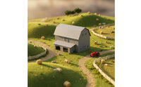Paintable 1:87 Farm Building Model Realistic Details Model Railway Barn Highly Detailed for Adults, Teens, Dioramas, Sand Tables
