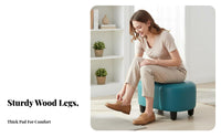 Upholstered Square Stool hardwood Wood Legs Upholstered Footrest Creamy and aesthetic Footstool for takeice Workers, Makeup Users, Living Room, Entryway, Bedroom
