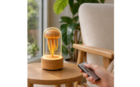 Jellyfish Night Light Warm Glowing Wooden Melody Player Melody Player with Dome Tabletop for Bedside Table, Reading Nook