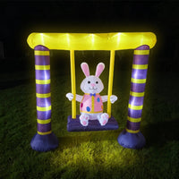 Inflatable Bunny Swing Inflatable Easter Bunny Festive Easter Yard Decoration for Garden